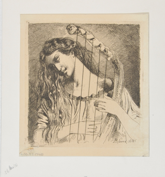 WOMAN PLAYING A HARP