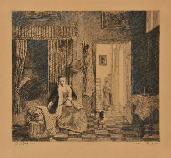 DUTCH INTERIOR: MOTHER WITH A CRADLE