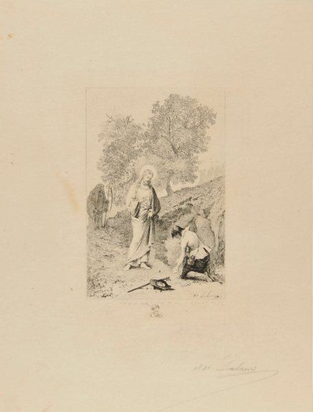 Christ Blessing Man on Road with Death in the Background