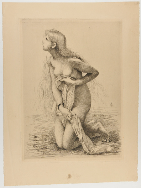 Etude de femme nue agenouillée