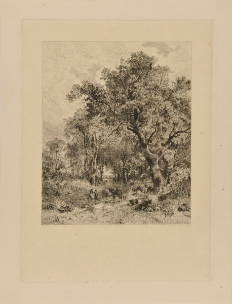 Landscape with Couple Tending Cattle in a Clearing of a Forest