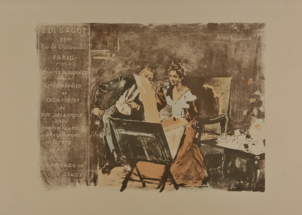 CARD FOR SAGOT: COUPLE LOOKING AT PRINTS