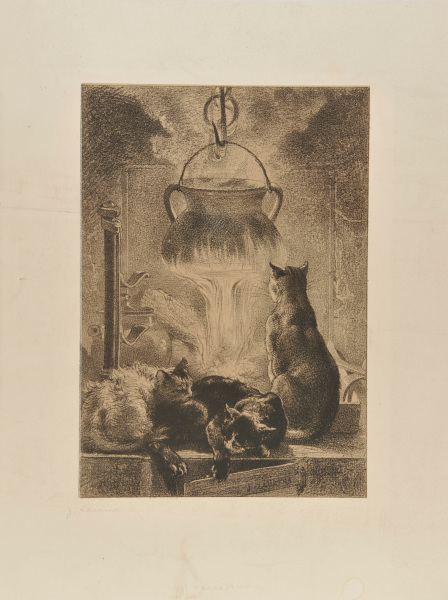 Cats in Front of the Hearth