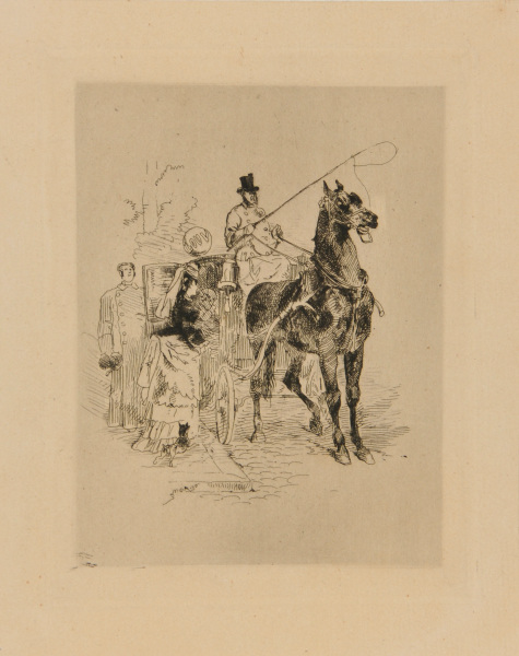 LADY CLIMBING INTO A CARRIAGE