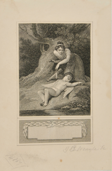 YOUNG WOMAN DISARMING THE SLEEPING CUPID