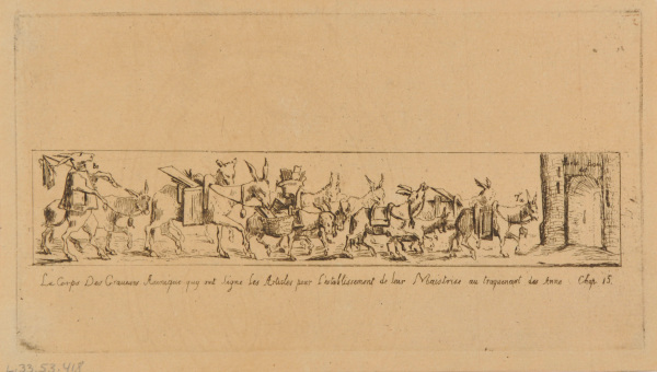 LE CORPS DES GRAVEURS ASINIQUES QUI ONT SIGNÉ LES ARTICLES POUR L'ESTABLISSEMENT DE LEUR MAISTRISE AU TRAQUENNART DES ANNES