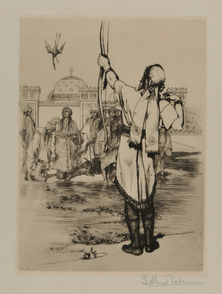 "AND SEEING A WATER-BIRD FLY UPWARD, HE TOOK HIS BOW AND SHOT IT THROUGH THE HEART AND IT FELL AMONG THE ROSE-GATHERERS"