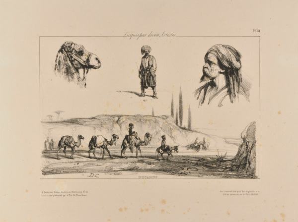 Sketches of camels and Turkish figures