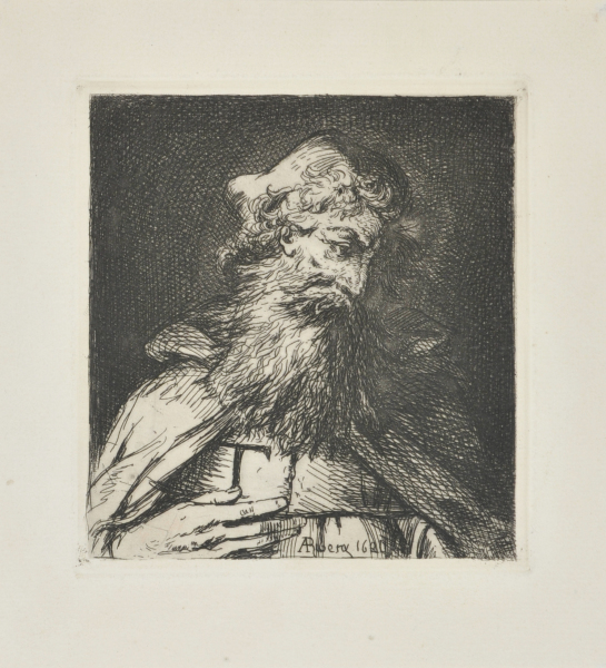 BUST OF A MAN WITH A LONG BEARD, HAND ON BREAST