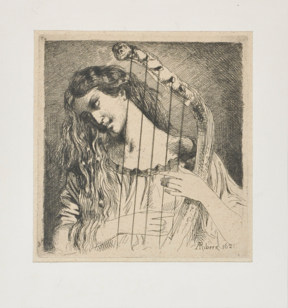 WOMAN PLAYING A HARP
