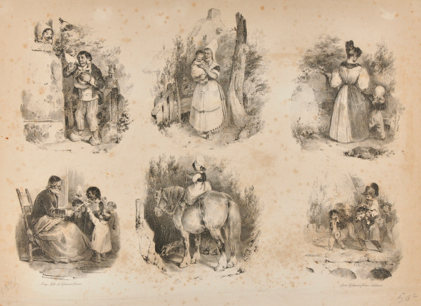 SHEET OF SKETCHES: SIX SCENES