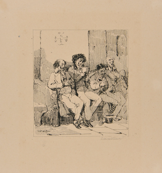 FOUR MEN ON A BENCH