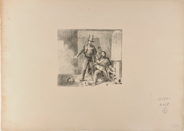 AN OFFICER CATCHES A KNEELING HUSSAR