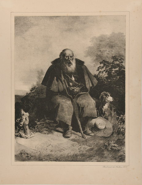 OLD SHEPHERD SITTING NEXT TO HIS DAUGHTER'S TOMB