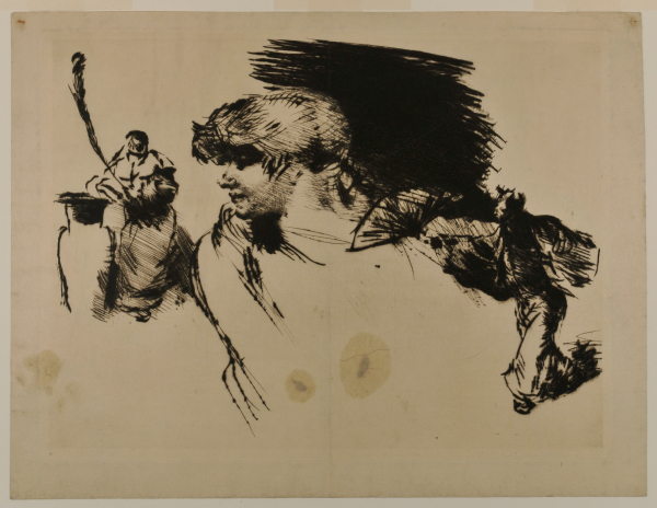 Woman with Two Small Japanese Figures