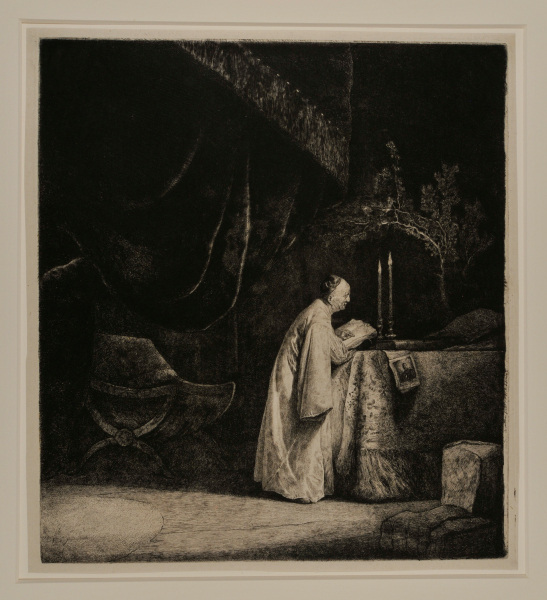 PRIEST WRITING AT AN ALTAR