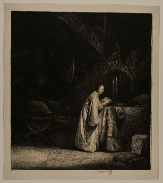 PRIEST WRITING AT AN ALTAR