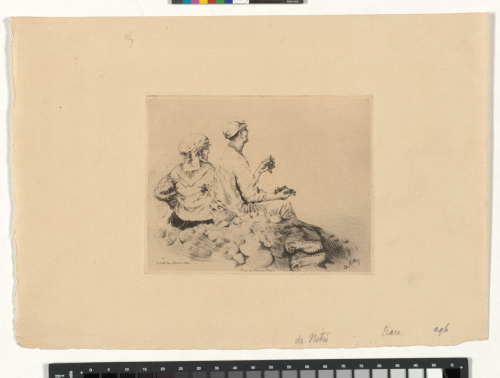 TWO PEASANTS SITTING ON A ROCK EATING GRAPES