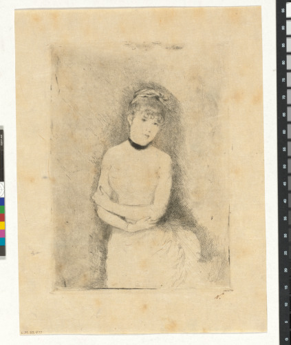 YOUNG WOMAN WITH ARMS FOLDED AT HER WAIST