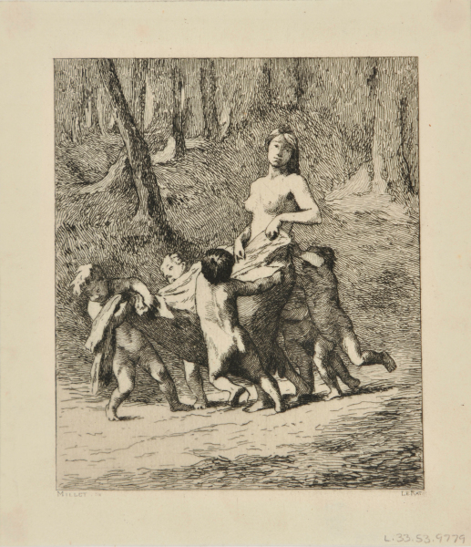 WOMAN CARRIED BY CUPIDS