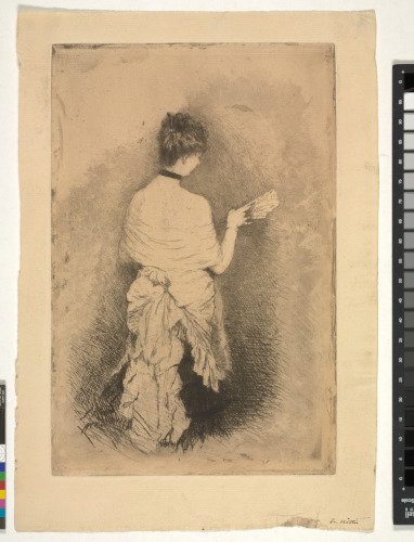 WOMAN WITH A FAN SEEN FROM BEHIND