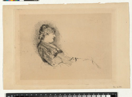 PROFILE OF A WOMAN SEATED, FROM THE RIGHT