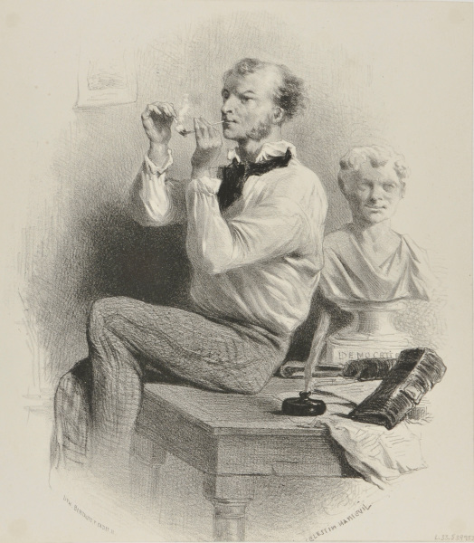 Man Lighting His Pipe