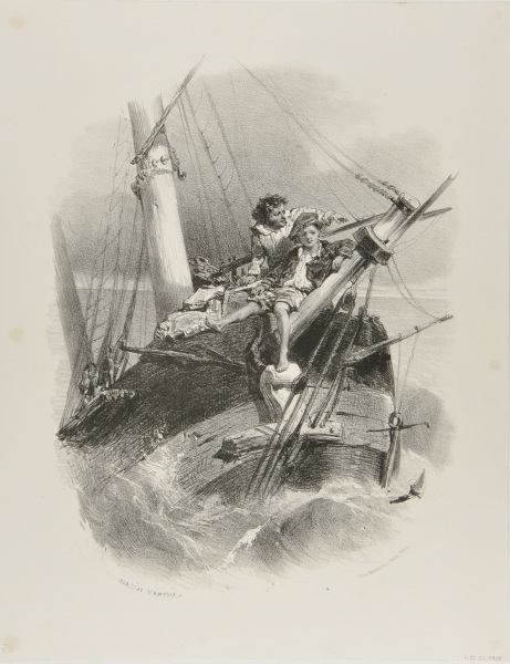 Two Men on a Shipwrecked Boat