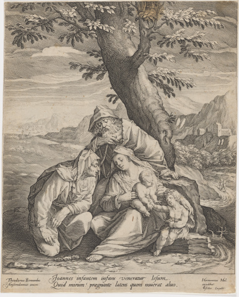 MADONNA AND CHILD WITH SAINTS JOSEPH, ELIZABETH AND JOHN THE BAPTIST IN A LANDSCAPE