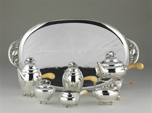 Seven-Piece Tea and Coffee Service with En Suite Tray