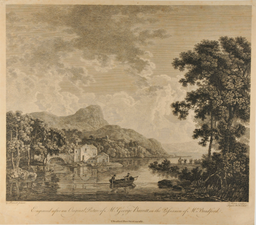 RIVER LANDSCAPE WITH MOUNTAINS