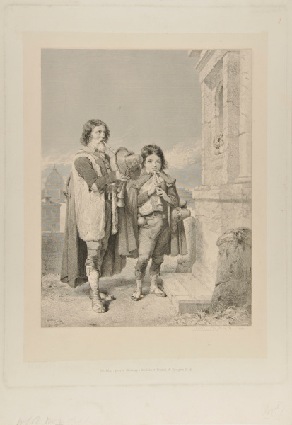 Pifferari Playing before a Shrine of the Virgin