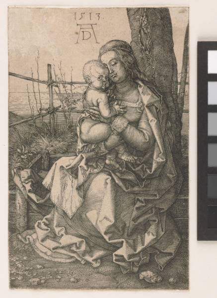 THE VIRGIN SEATED BY A TREE EMBRACING THE INFANT JESUS