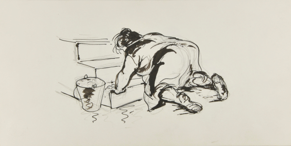 WOMAN SCRUBBING STEPS (RECTO); WOMAN SCRUBBING STEPS (VERSO)