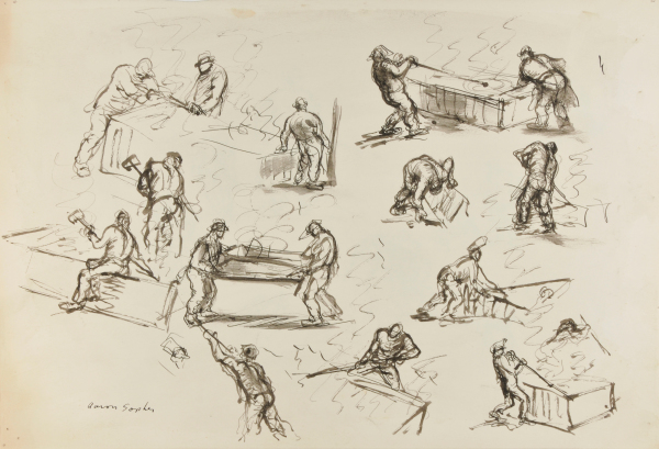 STUDIES OF FIGURES WORKING (RECTO); STUDIES OF FIGURES WORKING (VERSO)