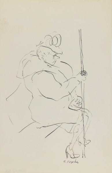 WOMAN SEATED ON THE TROLLEY