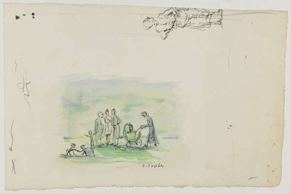 PARK SCENE (RECTO); FIGURE STUDIES (VERSO)