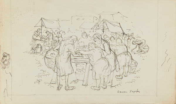 MARKET SCENE (RECTO); DRAWING OUTDOORS (VERSO)