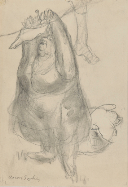 WOMAN HANGING LAUNDRY