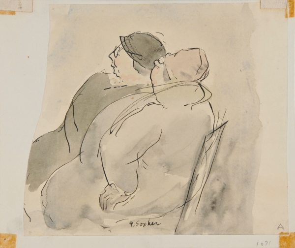 TWO SEATED WOMEN IN PROFILE