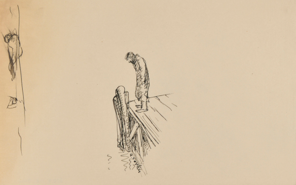 MAN STANDING AT THE EDGE OF A DOCK