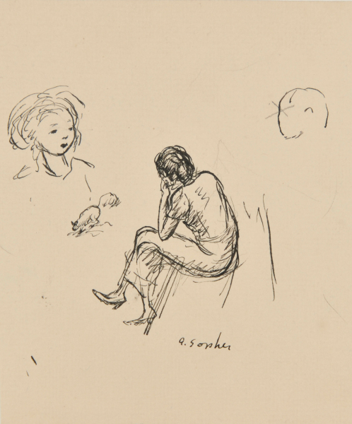WOMAN SITTING AND THE HEAD OF A GIRL