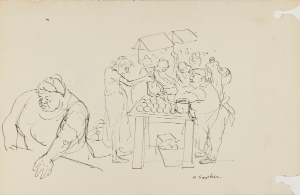 MARKET SCENE (RECTO); TWO SEATED WOMEN (VERSO)