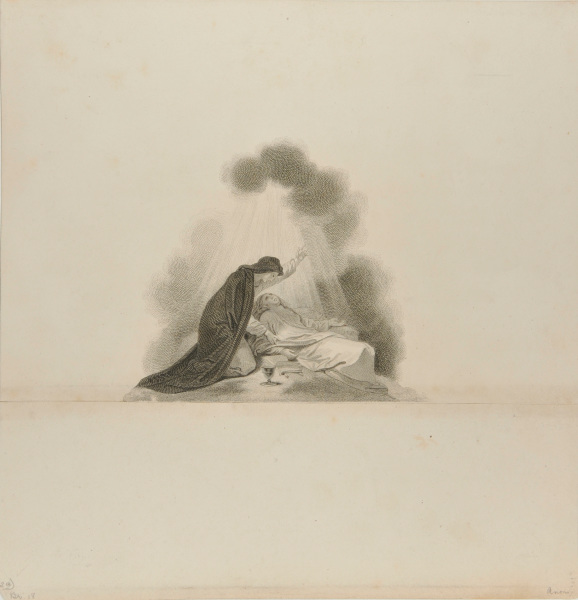 A NUN KNEELING BY A DYING WOMAN