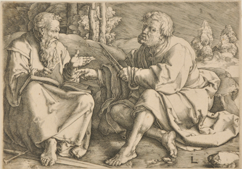 SAINT PETER AND SAINT PAUL SEATED IN A LANDSCAPE