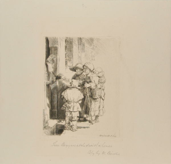 BEGGARS RECEIVING ALMS AT THE DOOR OF A HOUSE