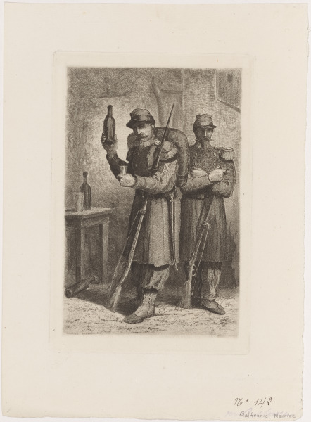 TWO FRENCH SOLDIERS DRINKING