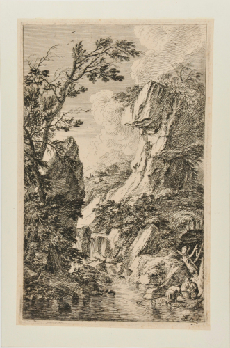 ROCKY LANDSCAPE WITH TWO FISHERMAN