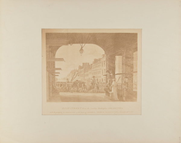 HIGH STREET, FROM THE COUNTRY MARKETPLACE PHILADELPHIA, WITH THE PROCESSION IN COMMEMORATION OF THE DEATH OF GENERAL GEORGE WASHINGTON, DECEMBER 26TH 1799