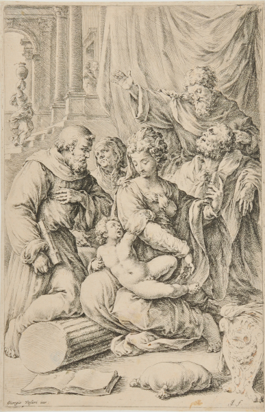 THE HOLY FAMILY WITH SAINTS